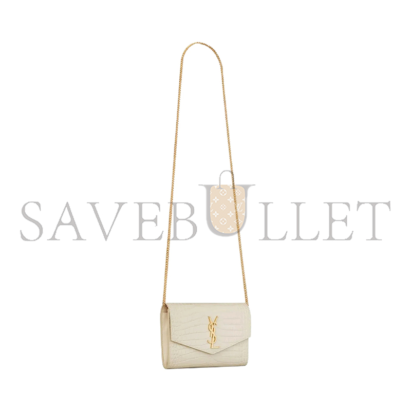 YSL UPTOWN CHAIN WALLET IN SHINY CROCODILE-EMBOSSED LEATHER 607788300256 (19*12*3cm)